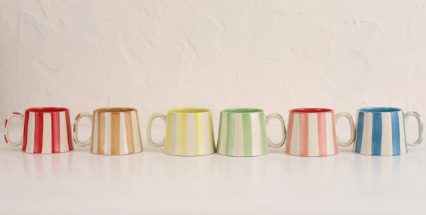 Ceramic Pink Stripe Coffee cup- 220ml