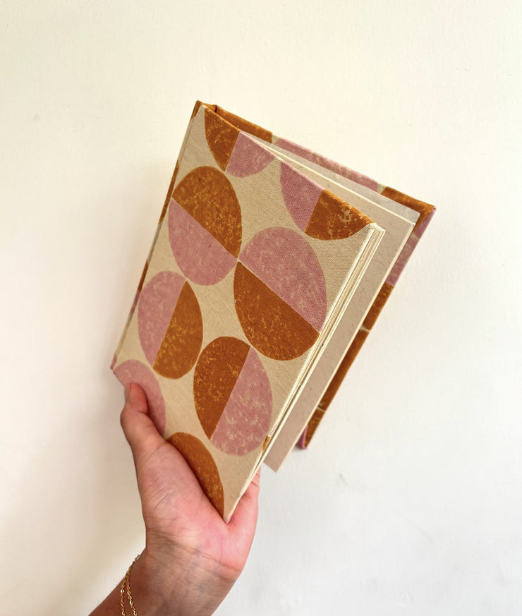 Handmade Paper Journal Notebook, Orange & Pink  - A5