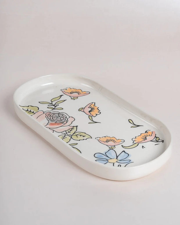 Bliss Handpainted Ceramic Platter- 9.5 X 4.6 X 1.2 Inches