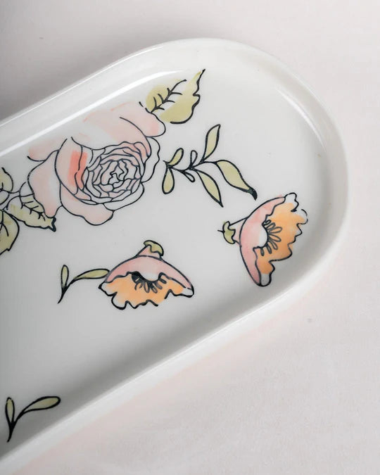 Bliss Handpainted Ceramic Platter- 9.5 X 4.6 X 1.2 Inches