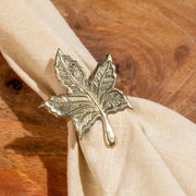 Maple Silver Napkin Ring, Dia 1.5 Inches (Set of 4)