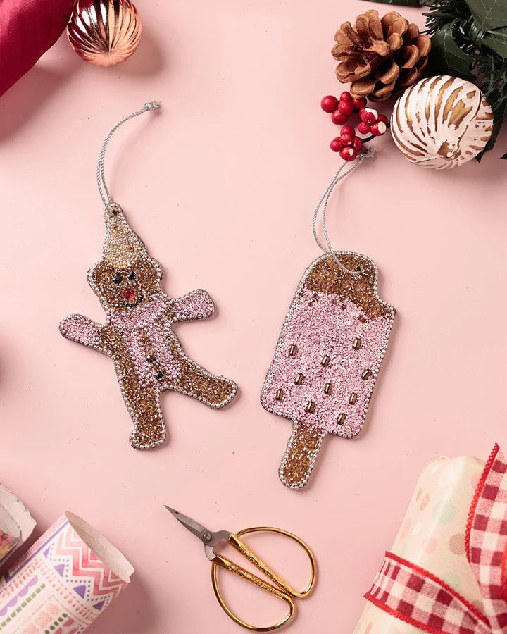 Pink Christmas Ornaments - Set of 2