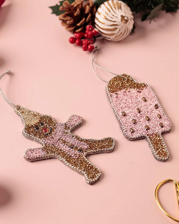 Pink Christmas Ornaments - Set of 2