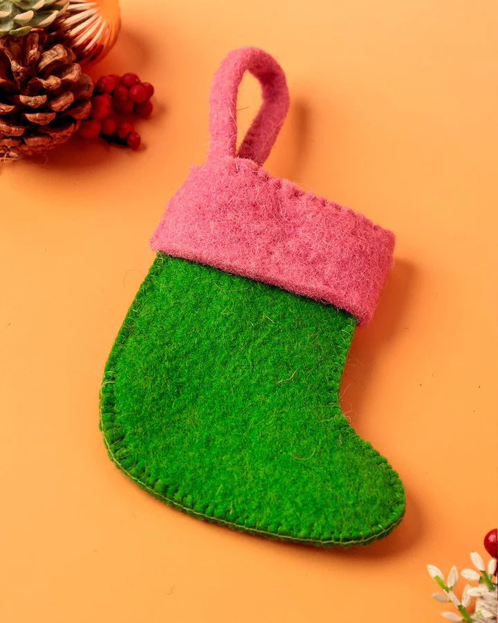 Goose Felt Stocking Xmas Ornament - 10 X 3 X 19 cms