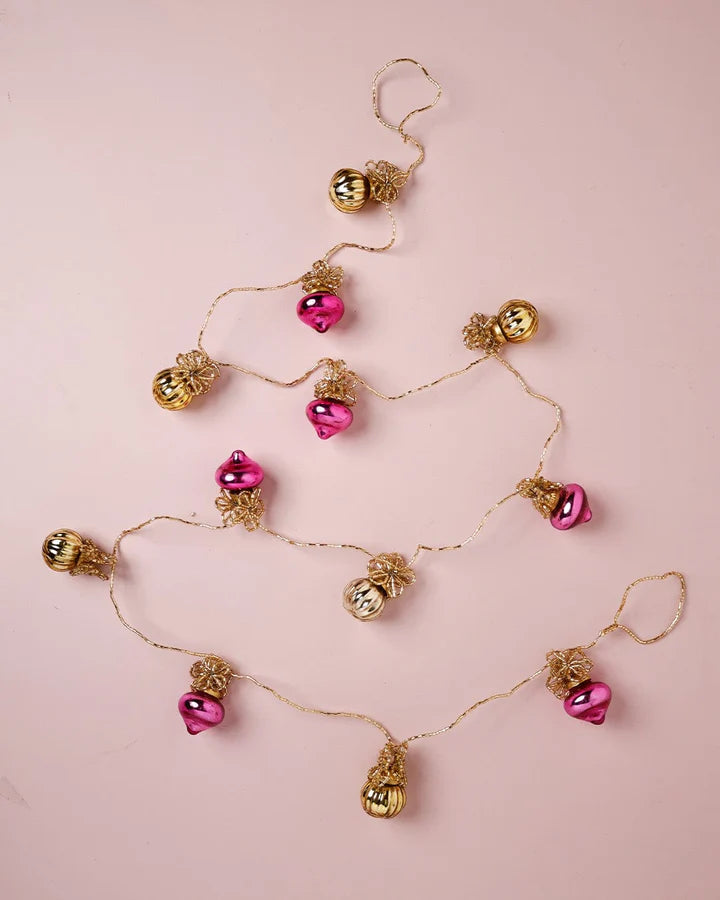 Snow Balls Glass Ornaments Beaded Garland - 5.5 ft