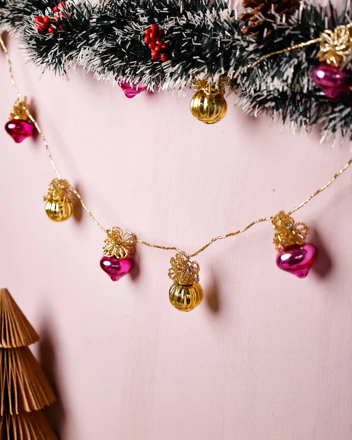 Snow Balls Glass Ornaments Beaded Garland - 5.5 ft