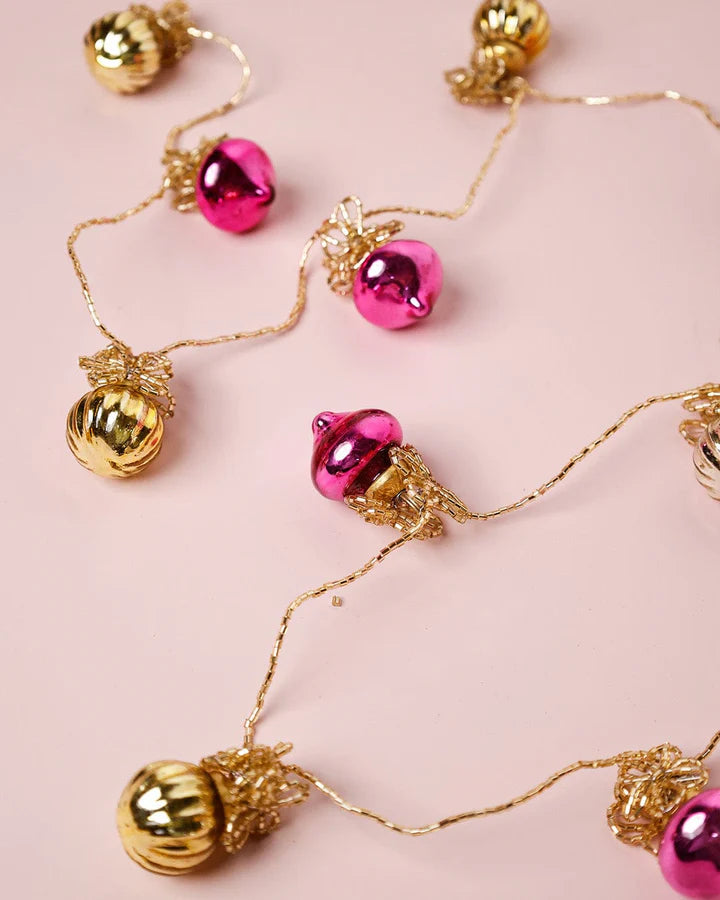 Snow Balls Glass Ornaments Beaded Garland - 5.5 ft