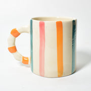 Candy Striped Ceramic Mug - 3.5x3 Inches