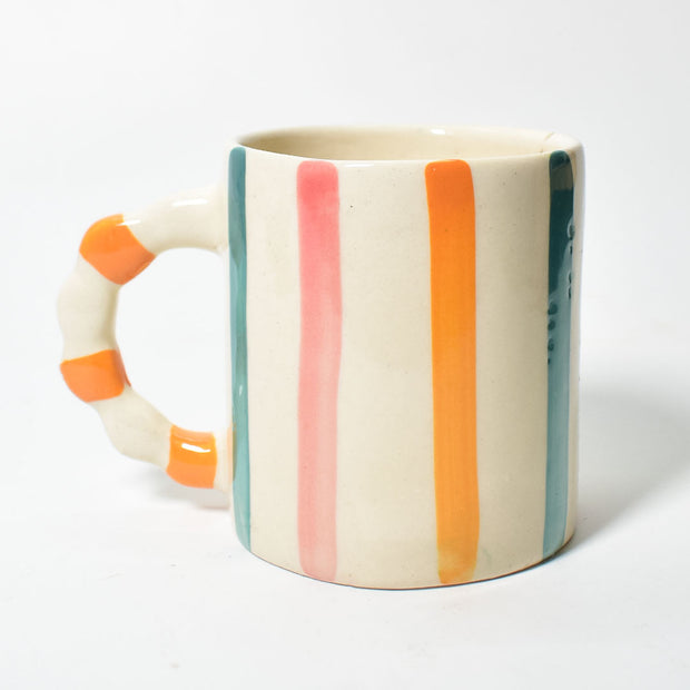 Candy Striped Ceramic Mug - 3.5x3 Inches