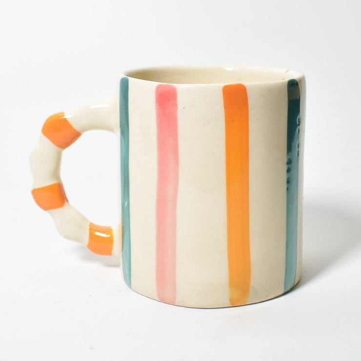 Candy Striped Ceramic Mug - 3.5x3 Inches