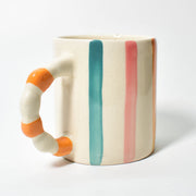 Candy Striped Ceramic Mug - 3.5x3 Inches