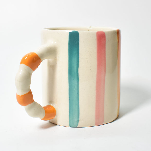 Candy Striped Ceramic Mug - 3.5x3 Inches