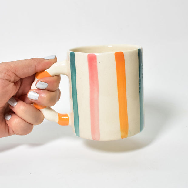 Candy Striped Ceramic Mug - 3.5x3 Inches