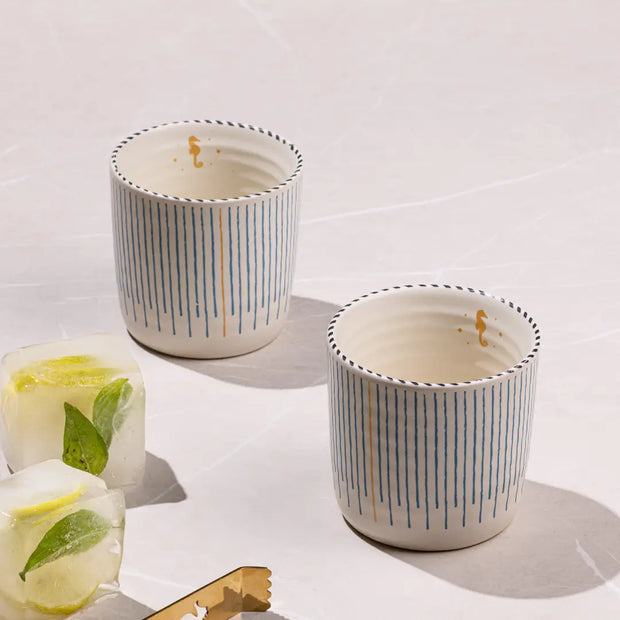 Mirissa Ceramic Tumblers - (Set of 2), 3.14 x 2.95 Inches