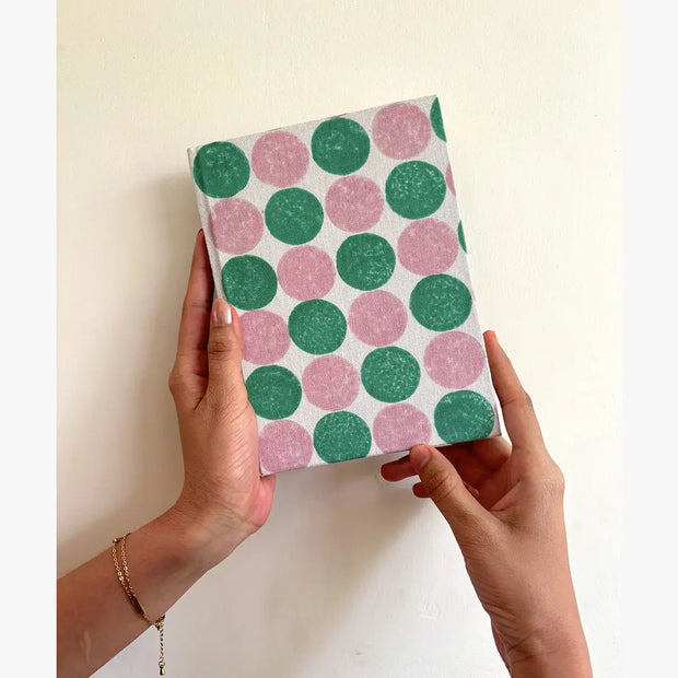 Handmade Paper Journal Notebook, Pink & Green  - A5