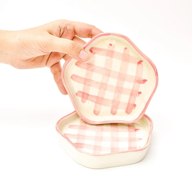 Coasters -Pink Check, 4.7 Inches