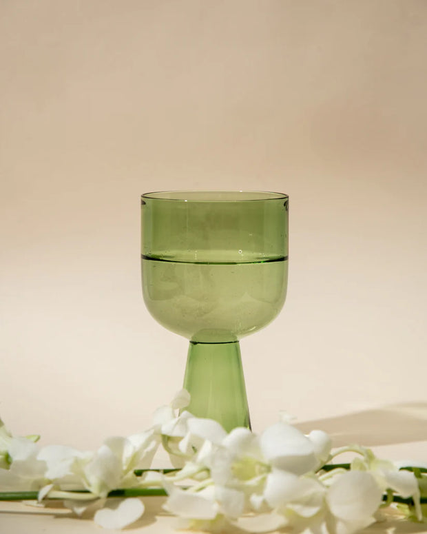 Aria Green Glass Dessert Bowls - 3 x 5.75 Inches, 9.45 oz