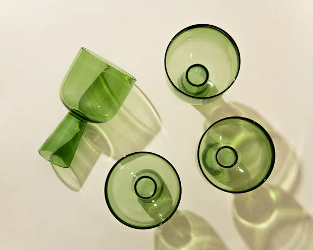 Aria Green Glass Dessert Bowls - 3 x 5.75 Inches, 9.45 oz