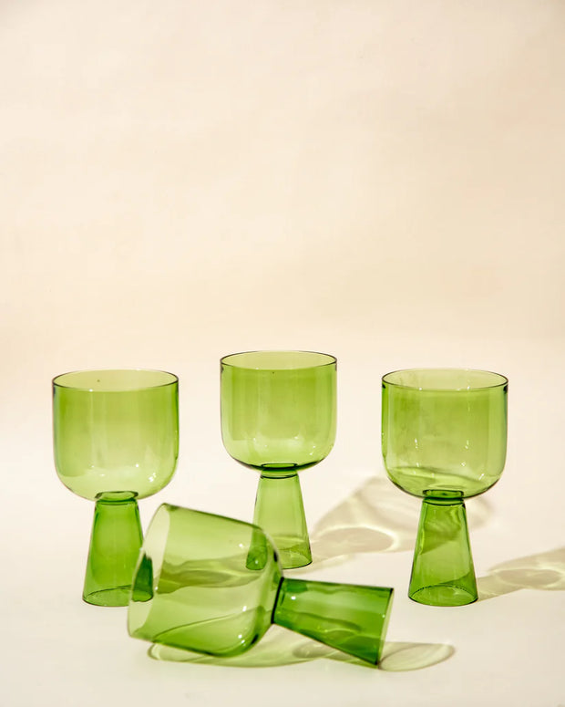 Aria Green Glass Dessert Bowls - 3 x 5.75 Inches, 9.45 oz