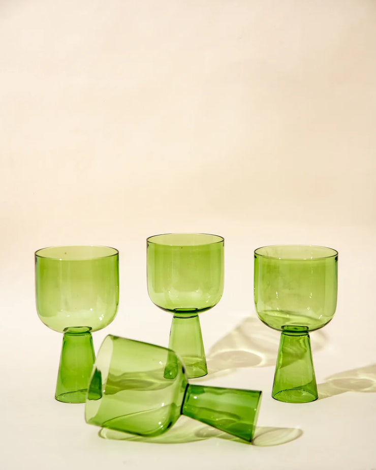 Aria Green Glass Dessert Bowls - 3 x 5.75 Inches, 9.45 oz