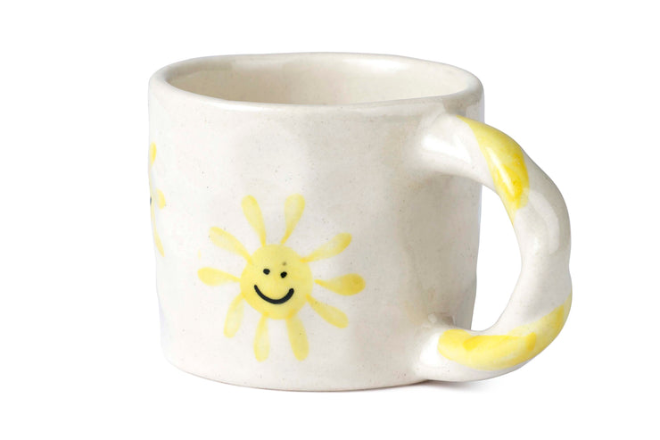 Handcrafted Yellow Sun Ceramic Mug - 2.5 x 3 Inches