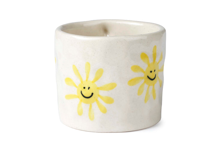 Handcrafted Yellow Sun Ceramic Mug - 2.5 x 3 Inches