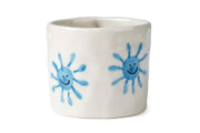 Handcrafted Blue Sun Ceramic Mug - 2.5 x 3 Inches