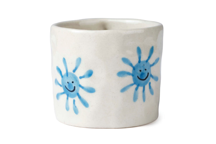 Handcrafted Blue Sun Ceramic Mug - 2.5 x 3 Inches