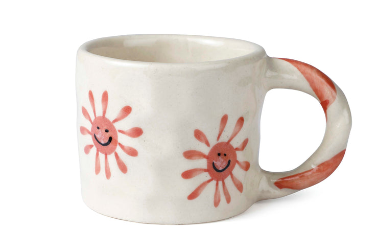 Handcrafted Pink Sun Ceramic Mug - 2.5 x 3 Inches