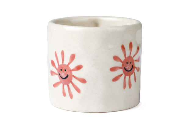 Handcrafted Pink Sun Ceramic Mug - 2.5 x 3 Inches