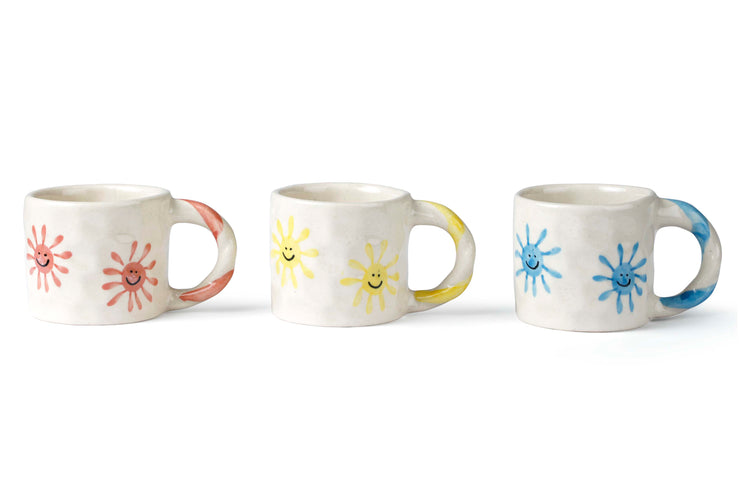 Handcrafted Yellow Sun Ceramic Mug - 2.5 x 3 Inches