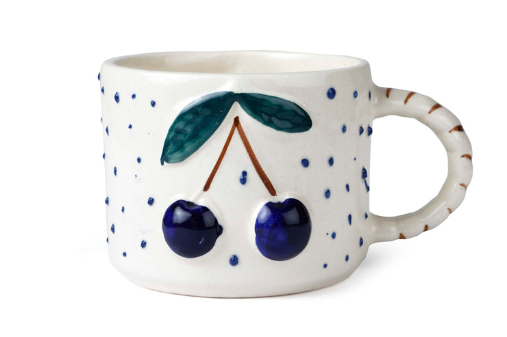 Cherry Pop Ceramic Mug - Blue , 3 x 4 Inches