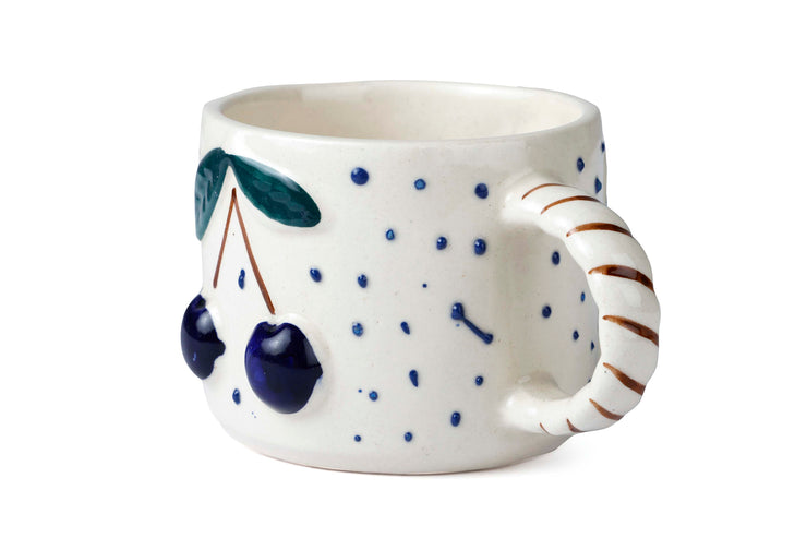 Cherry Pop Ceramic Mug - Blue , 3 x 4 Inches