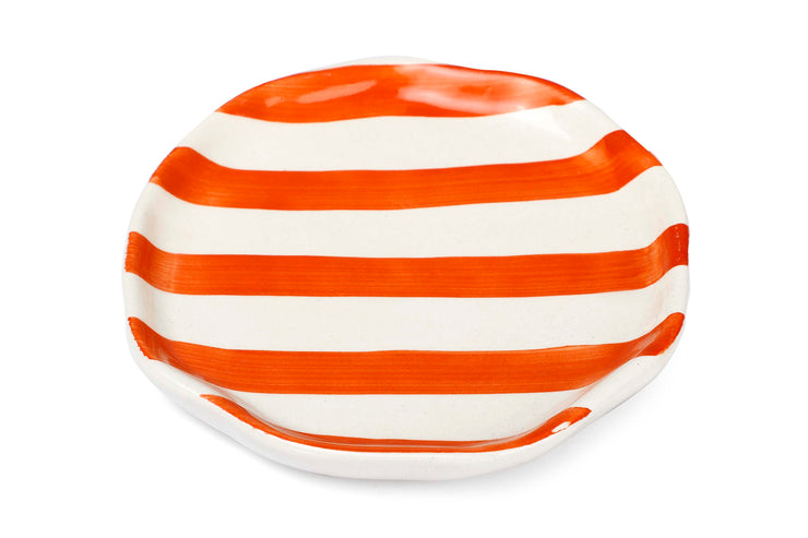 Ceramic stripe plate, Orange- 6.3x6.3 Inches