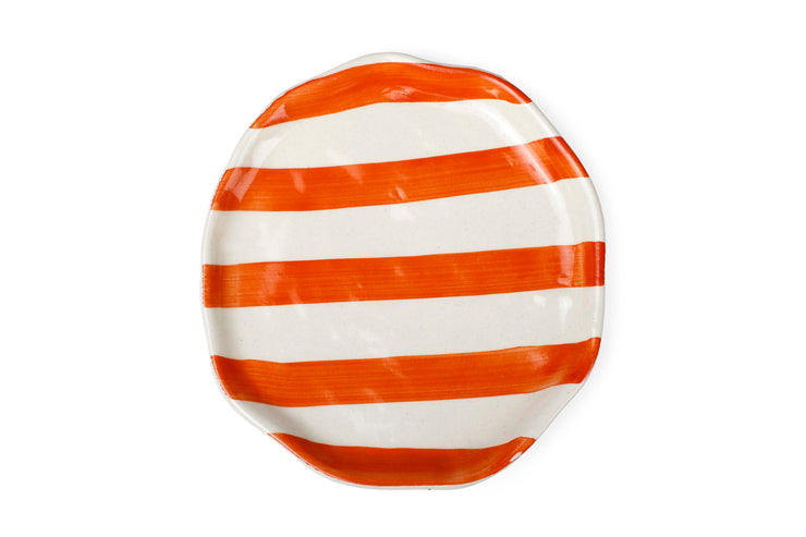 Ceramic stripe plate, Orange- 6.3x6.3 Inches