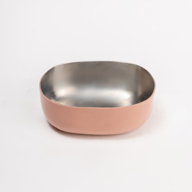 Steel Serveware Bowl, Blush-  6.50 x 4.75 x 2.50 Inches