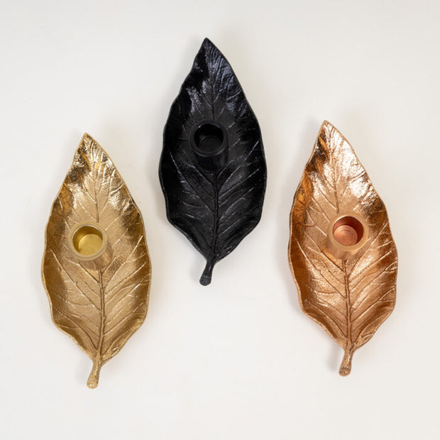 Ash Candle Holder,  9 X 3.5 X 2.75 inches- Black