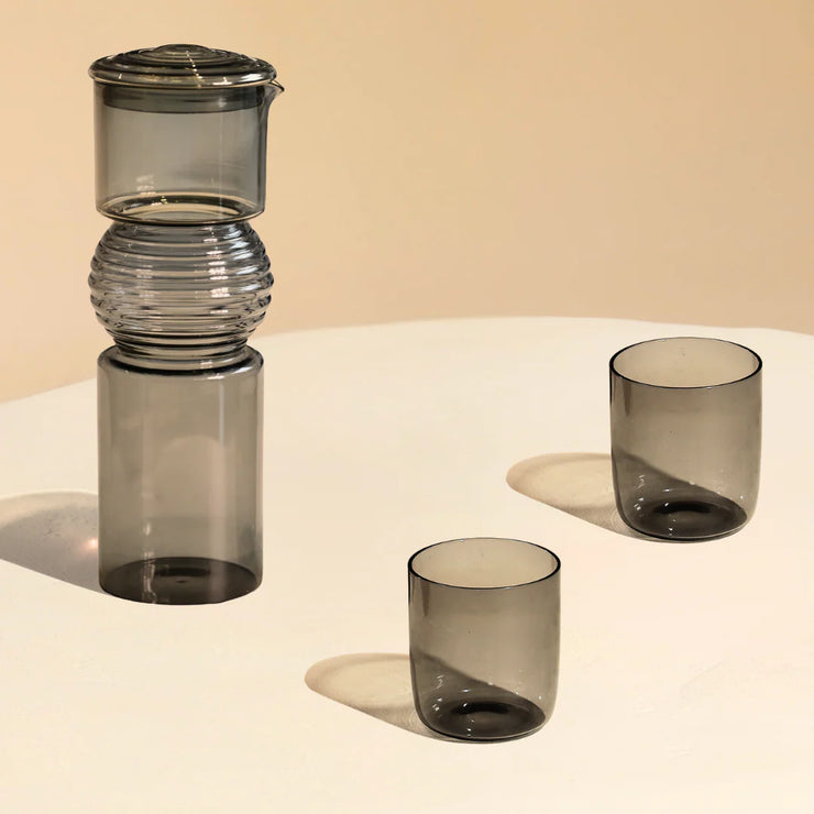 Slate Grey Coil Glass Carafe , 9.25 x 3 Inches