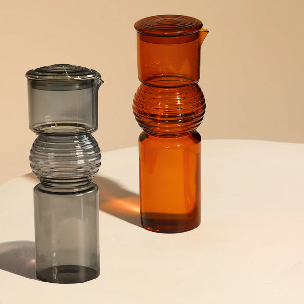 Amber Coil Glass Carafe , 9.25 x 3 Inches
