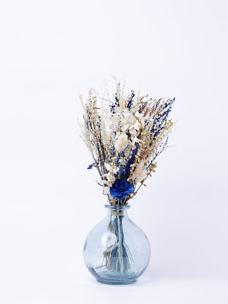 Celeste Dried Flowers & Glass Vase, 4.3 x 11.8 Inches