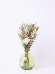 Jade Dried Flowers & Glass Vase, 4.3 x 11.8 Inches