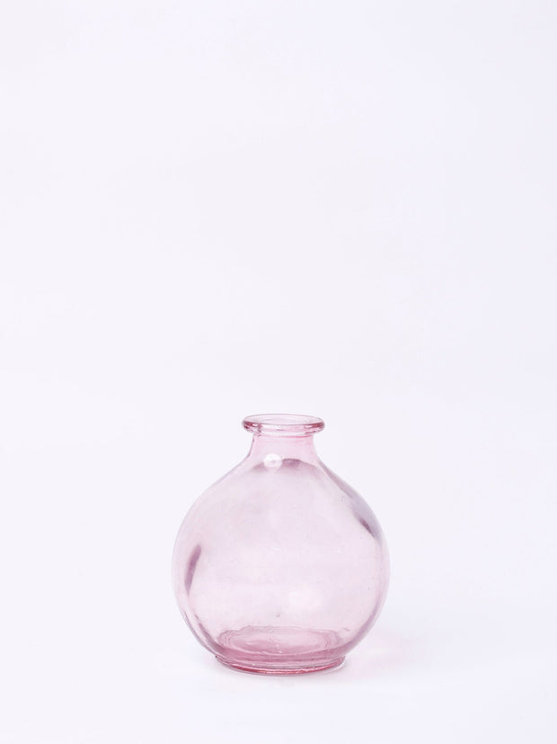 Rosette Dried Flowers & Glass Vase, 4.3 x 11.8 Inches