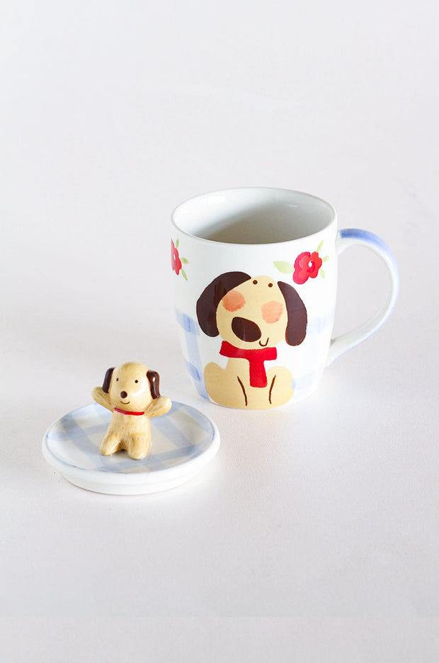 Hey Buddy Handpainted Hot Choco Mug with lid, 4.5x 3.5x5 Inches