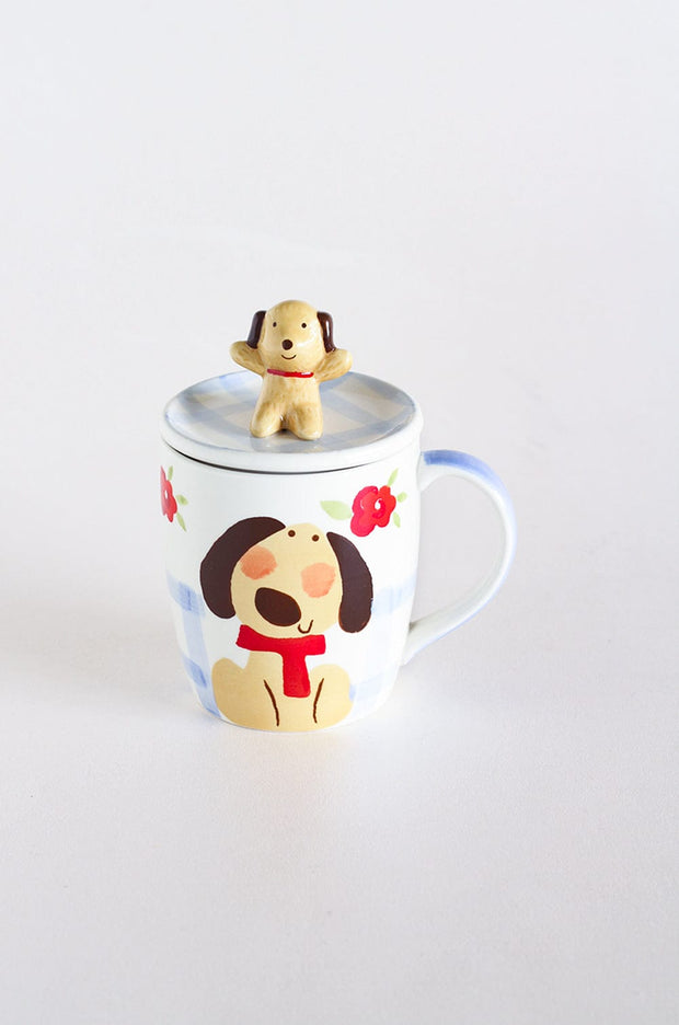 Hey Buddy Handpainted Hot Choco Mug with lid, 4.5x 3.5x5 Inches
