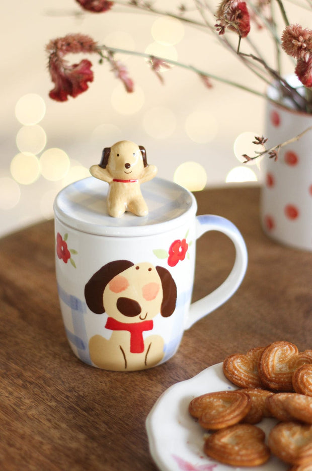 Hey Buddy Handpainted Hot Choco Mug with lid, 4.5x 3.5x5 Inches