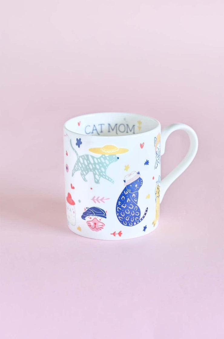 Purrfect Mom Fine China Mug, White- 4.50 x 3.25 x 3.5 Inches