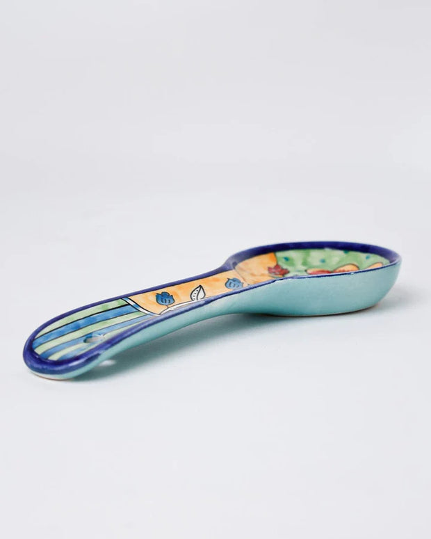 Perch Handpainted Ceramic Spoon Rest - Multi , 9.84 x 3.75 x 1.18 Inches