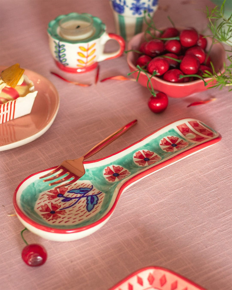 Poppies & Play Spoon Rest, Red- 10 Inches