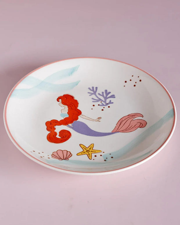 Mermaid Handpainted Ceramic Plate - 7.90 x 7.90 x 1 Inches
