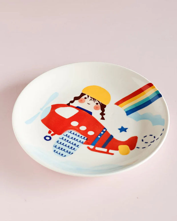 Pilot Handpainted Ceramic Plate - 7.90 x 7.90 x 1 Inches